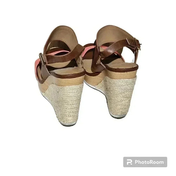 Call It Spring Platform Wedges Womens Size 8.5 Brown Hot Pink Summer Vacation - Picture 3 of 3